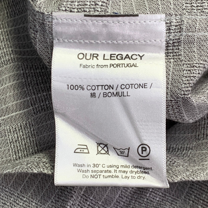 OUR LEGACY Size 38 Grey White Textured Cotton Button Down Collar One Pocket Long Sleeve Shirt