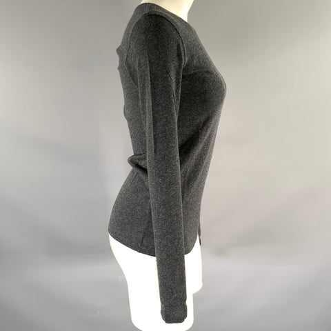 MAJESTIC FILATURES Size S Grey Cotton Cashmere Long Sleeve T-shirt