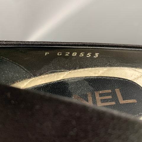 CHANEL Size 7.5 Black Satin Round Toe Pumps
