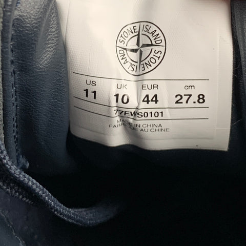 STONE ISLAND Taille 11 Baskets basses en cuir à tissus mélangés noir beige