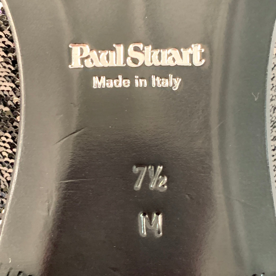 PAUL STUART Size 8.5 Black Sequined Velvet Slip On Loafers