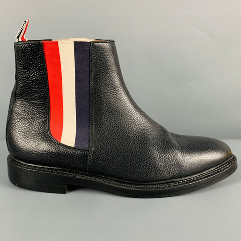 THOM BROWNE Size 9 Black Red White Chelsea Boots