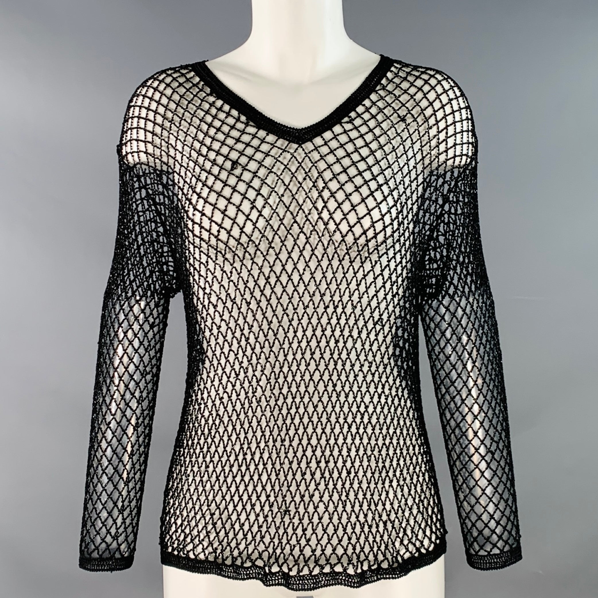 beaded fishnet top