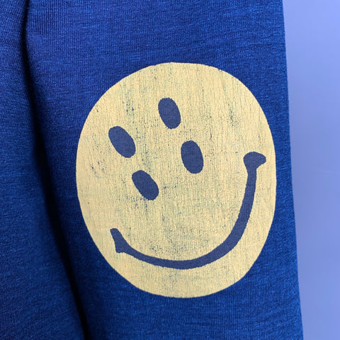 KAPITAL Size M Indigo Yellow Happy Face Cotton Open Front Jacket