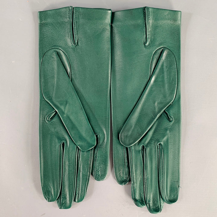 VINTAGE Size 6.5 Green Leather Gloves