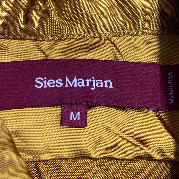 SIES MARJAN Size M Gold Viscose Wrinkled One Pocket Button Up Shirt