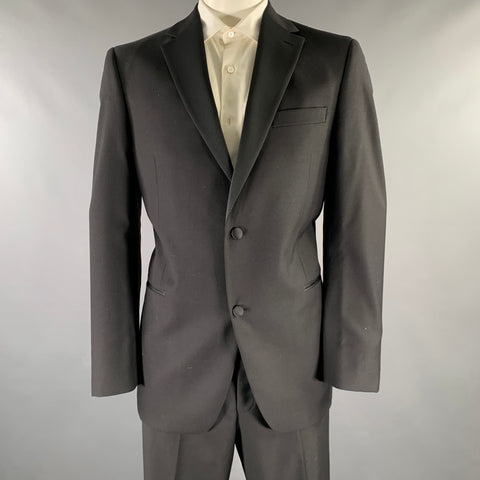 Tuxedo BARNEY'S NEW YORK Laine Noire Revers Cranté Taille 42 Long 38 31