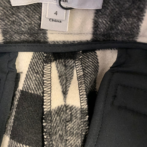 ZAC POSEN Size 4 Black White Wool Blend Checkered Belted Dress Pants
