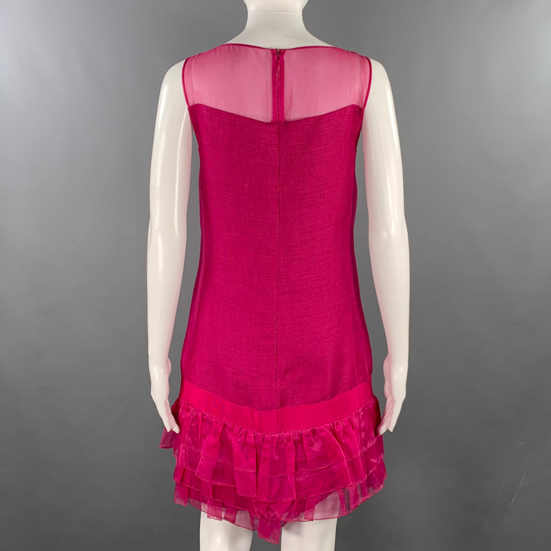 GIAMBATTISTA VALLI Size XXS Raspberry Linen Blend Woven Sleeveless Dre Sui Generis Designer Consignment GIAMBATTISTA VALLI Size XXS Raspberry Linen Blend Woven Sleeveless Dre Sui Generis Designer Consignment