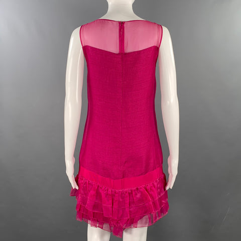 GIAMBATTISTA VALLI Robe sans manches tissée en mélange de lin framboise Taille XXS
