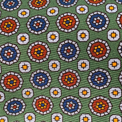 O'CONNELL'S Green Blue Red Dots Silk Tie