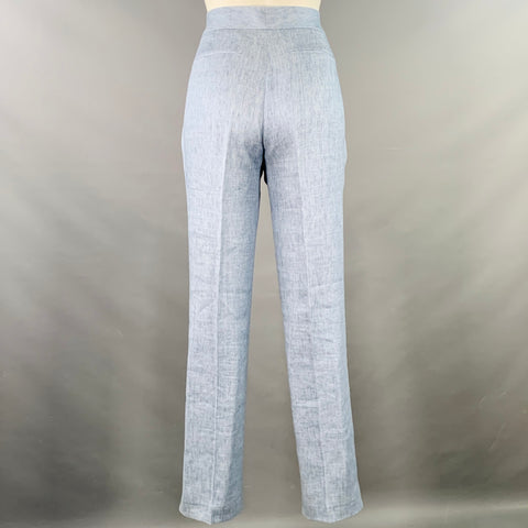 ELIE TAHARI Size 4 Blue Heather Linen Blend Flat Front Casual Pants