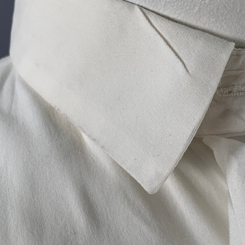 PRADA Size L Cream Cotton Blend Ruffled Hidden Buttons Shirt