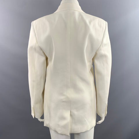 NILI LOTAN Size 10 Off White Wool Notch Lapel Jacket Indoor Blazer