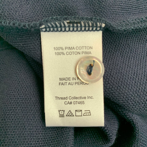 PSYCHO BUNNY Size L Navy Cotton Buttoned Polo