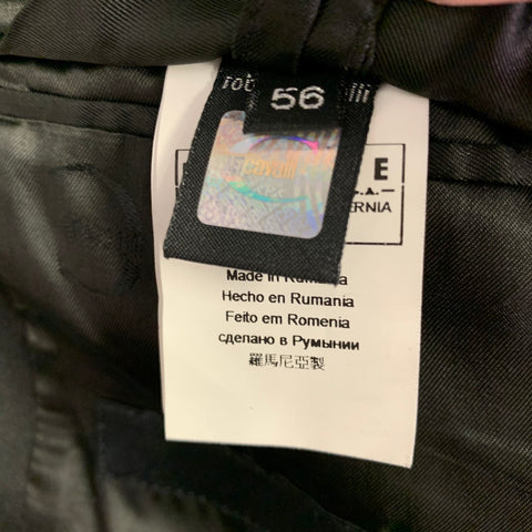 JUST CAVALLI Size 46 Black Cotton Blend Single Breasted Tuxedo