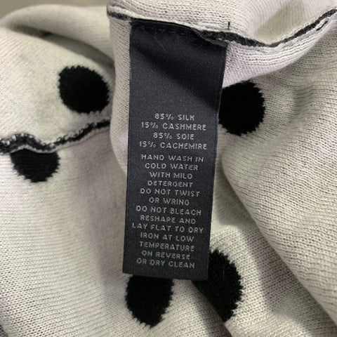 SAKS FIFTH AVENUE Size S Black White Silk Cashmere Polka Dot Cardigan