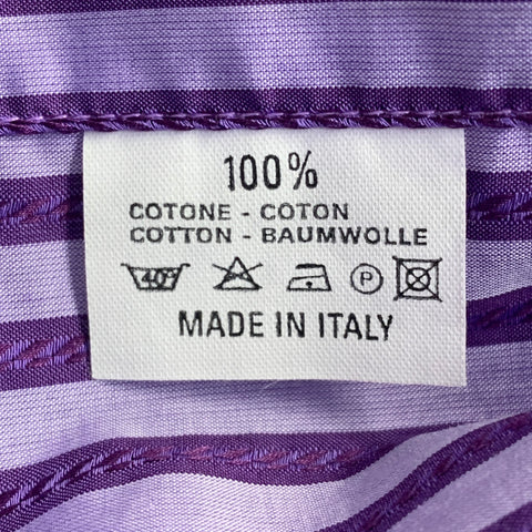 ETRO Size 44 Purple Lilac Stripe Cotton Spread Collar Long Sleeve Shirt