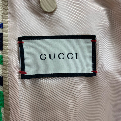 GUCCI FW 21 Size 36 Cream Multi Color Plaid Wool Cotton Notch Lapel Suit