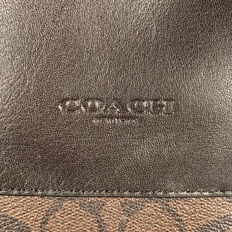 COACH Brown Logo Coated Canvas Leather Crossbody Bag