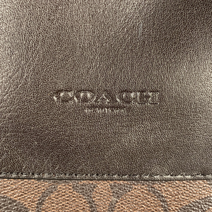 COACH Brown Logo Coated Canvas Leather Crossbody Bag