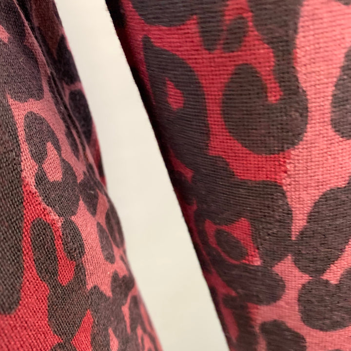 BURBERRY Size XL Red Black Pink Animal Print Wool Silk Crew Neck Pullover