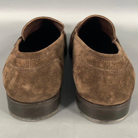 SALVATORE FERRAGAMO Size 10.5 Brown Solid Suede Slip On Loafers