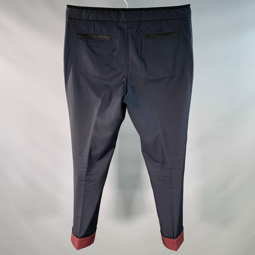 VALENTINO Size M Navy Black Wool Mohair Drawstring Cuffed Dress Pants