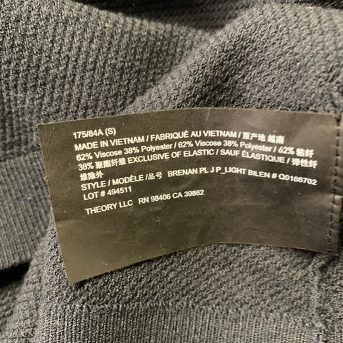 THEORY Size S Black Knit Viscose Blend Camp Polo