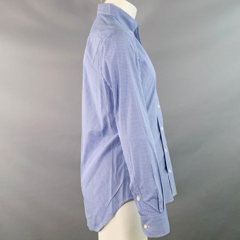 GITMAN VINTAGE Size M Blue White Checkered Cotton One Pocket Long Sleeve Shirt