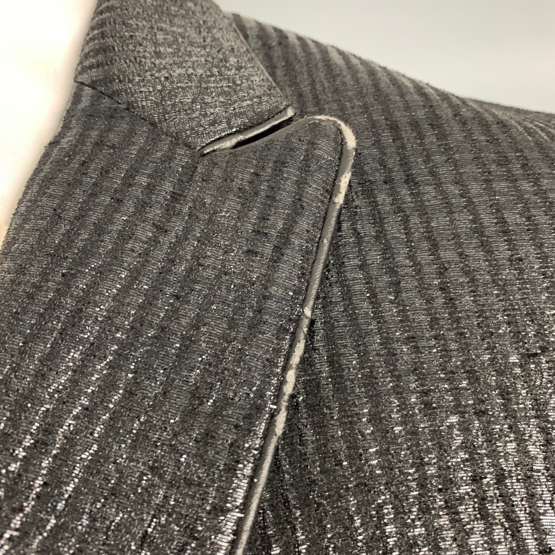 CoSTUME NATIONAL Size 42 Black Metallic Viscose Blend Peak Lapel Suit