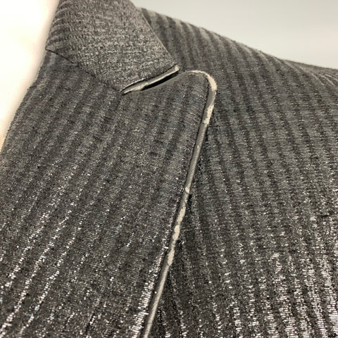 CoSTUME NATIONAL Size 42 Black Metallic Viscose Blend Peak Lapel Suit