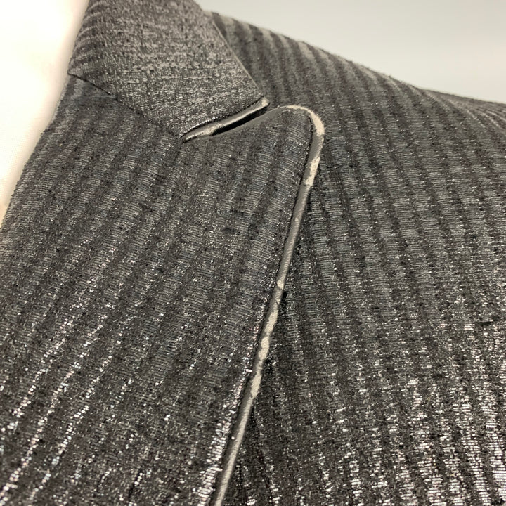 CoSTUME NATIONAL Size 42 Black Metallic Viscose Blend Peak Lapel Suit