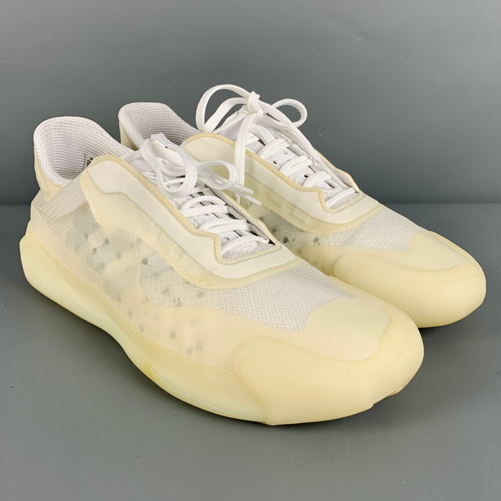 PRADA x ADIDAS Size 10 -Luna Rossa 21- White Rubber Lace-Up Sneakers