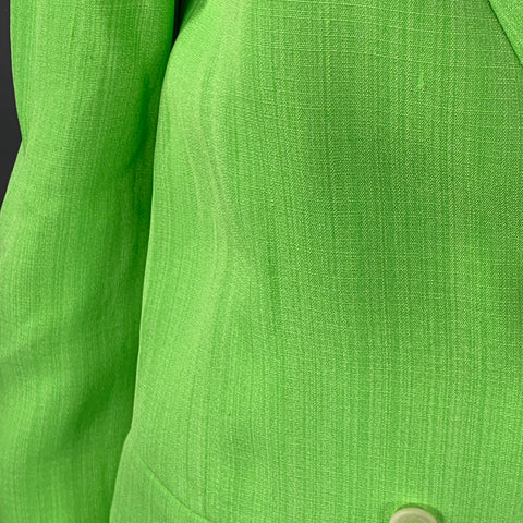 JACQUEMUS Taille S Veste blazer croisée en viscose et soie vert néon blanc Le Splash