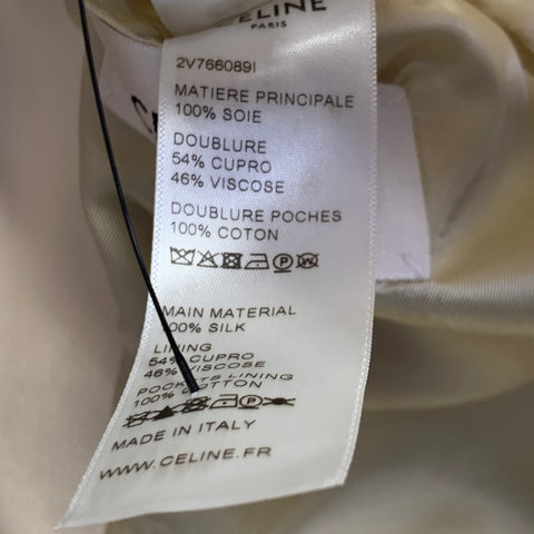 CELINE Size 42 Cream Silk Notch Lapel Sport Coat