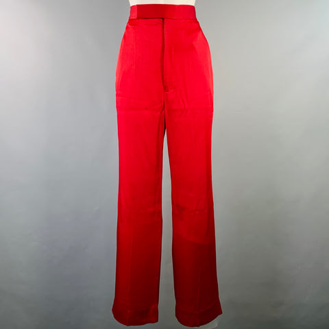 HAIDER ACKERMANN Size S Red Acetate Silk Satin Straight Zip Fly Casual Pants