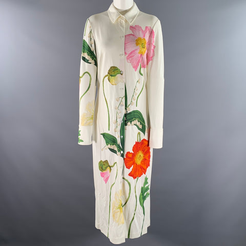 OSCAR DE LA RENTA Size 10 White Viscose Elastane Floral Maxi Dress