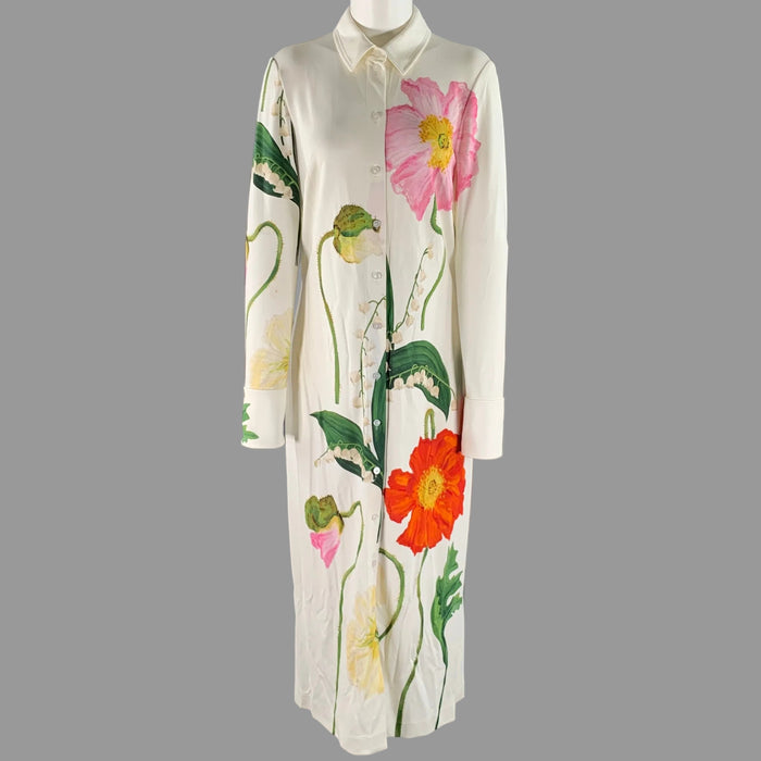 OSCAR DE LA RENTA Size 10 White Viscose Elastane Floral Maxi Dress