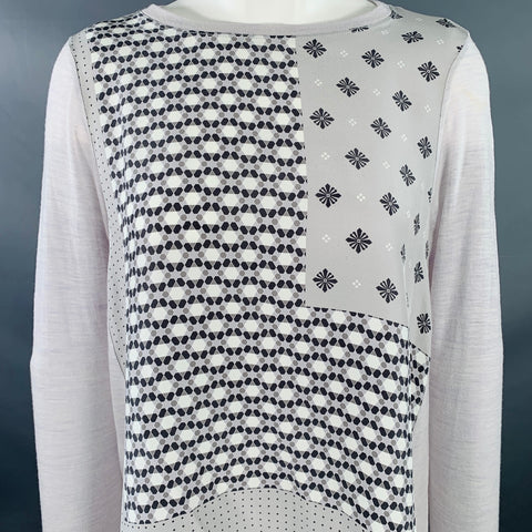 WHYCI MILANO Size 6 Grey Lilac Wool Nylon Mixed Patterns Casual Top