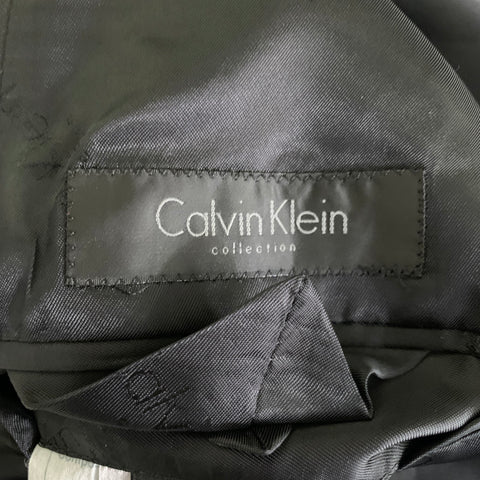 CALVIN KLEIN Size 42 Black Wool Peak Lapel Tuxedo Suit