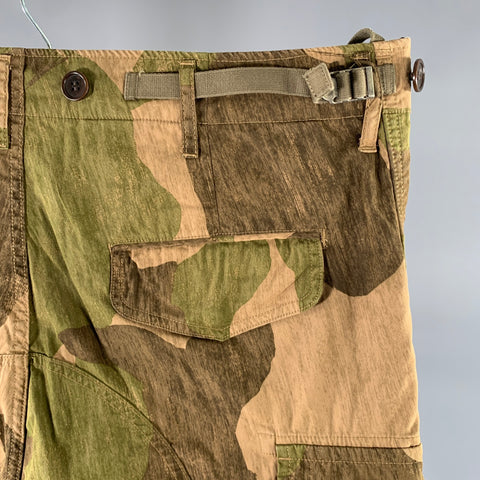 VISVIM Size L Brown Olive Camo Cotton Cargo Pockets Shorts