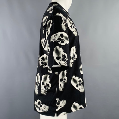 YOUTHS IN BALACLAVA Size M Black White Skulls Cotton Crew Neck T-shirt