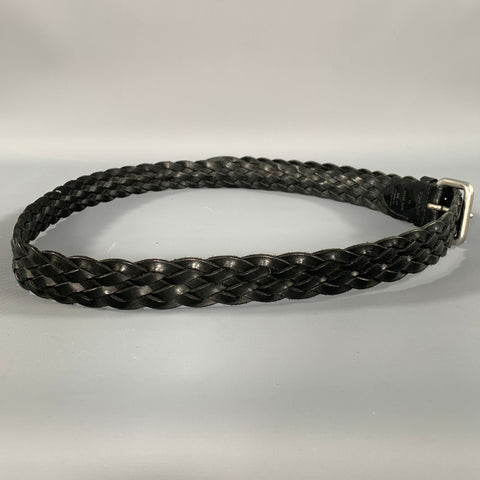 COACH Size 34 Black Braided Leather Belt
