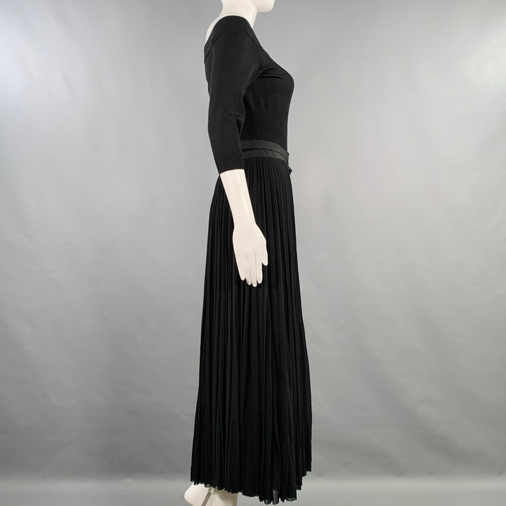 ALEXANDER MCQUEEN Size 8 Black Viscose Pleated 3/4 Sleeves Dress