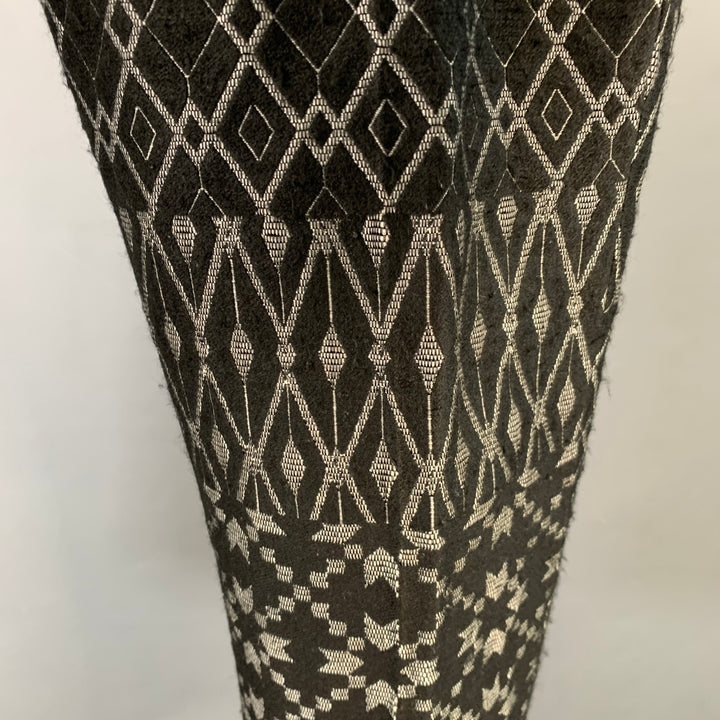 HAIDER ACKERMANN Size 32 Black Grey Red Jacquard Acrylic Blend Casual Pants