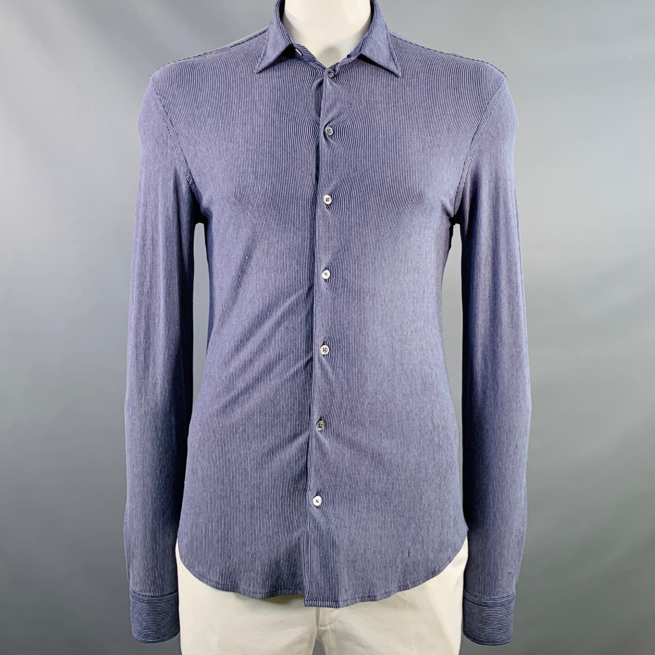 EMPORIO ARMANI Size L Blue White Zig Zag Polyamide Blend Long