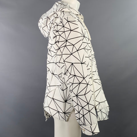 COMME des GARCONS HOMME PLUS 2018 Size S White Black Geometric Deconstructed Hoodie Jacket