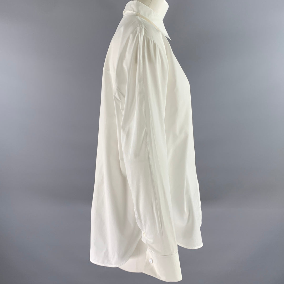 LORO PIANA Size 12 White Cotton Dress Shirt