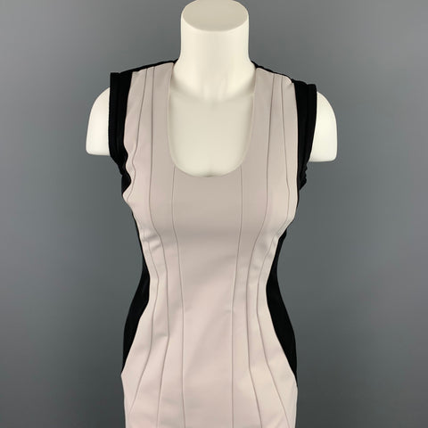 DIANE VON FURSTENBERG Taille 2 Robe fourreau plissée en polyamide crème et noir